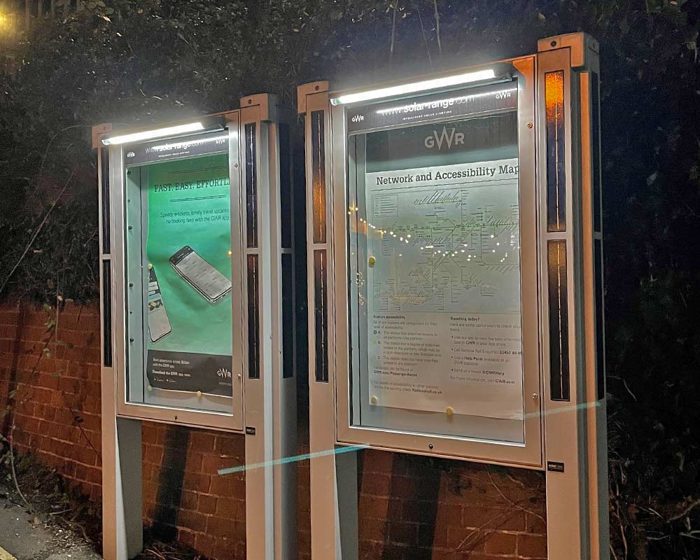 Solar Boom Lighting Up Poster Cases For Network Rail - The Solar Range